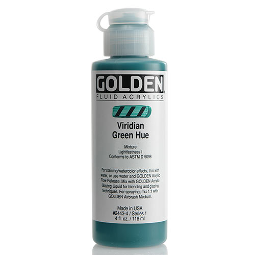 Golden, Fluid Acrylic, Paint, 4oz, Viridian Green Hue